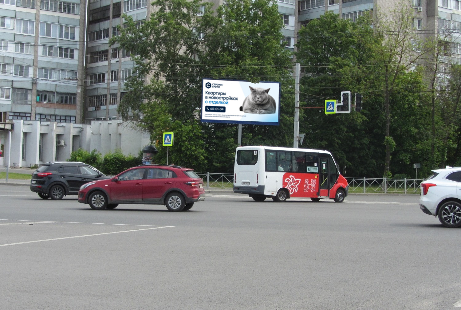 Реклама 3x6 по адресу Лазарева пл./ Строит. пр-т, д. 23 / Красноарм. ул.