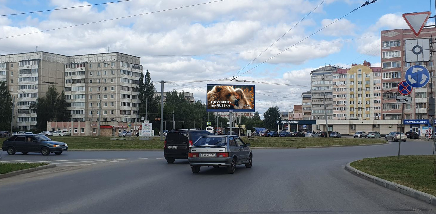 Реклама 3x6 по адресу Красноармейская ул. / Ползунова ул. (кольцевая развязка) (призма)